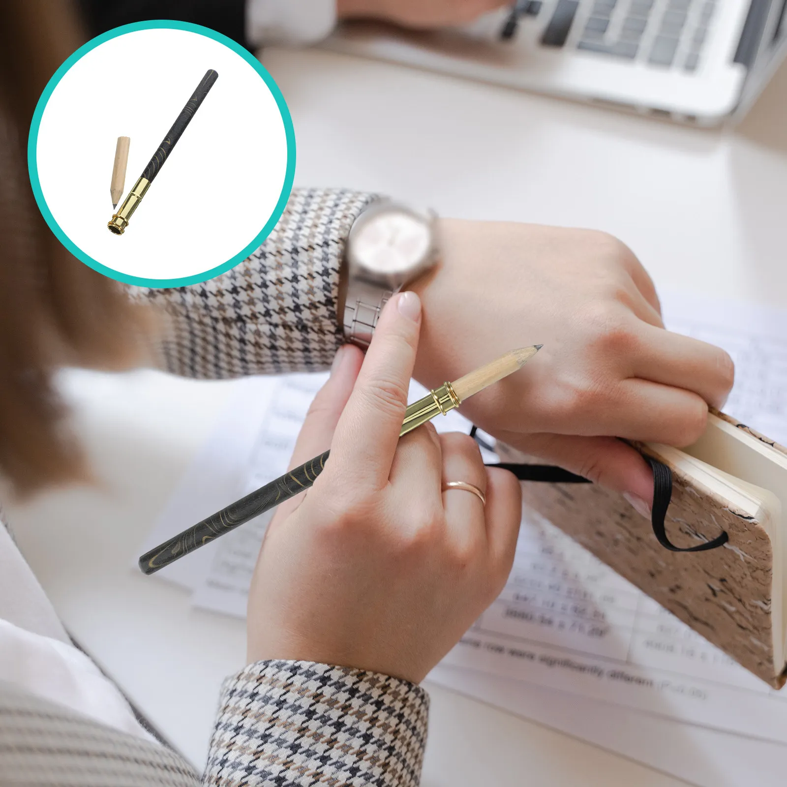 

Bamboo Pencil Extender Compact Sturdy Short Pencil Holder Extender Easy Install Art Tool for Drawing Painting School Office