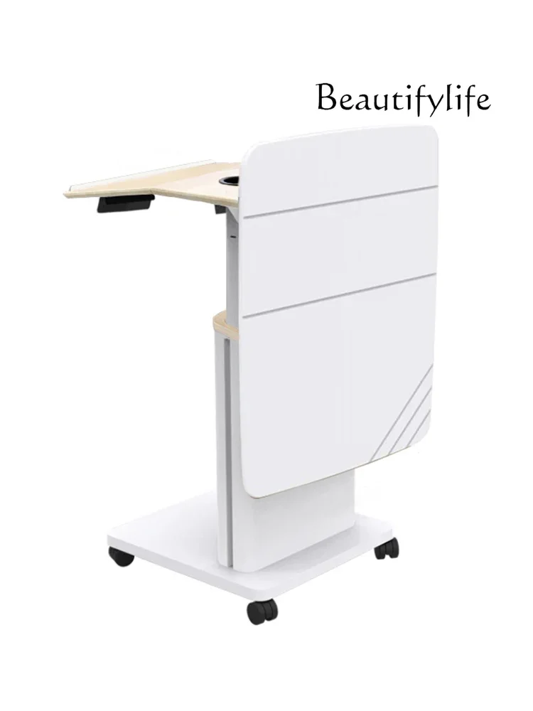 Electric Lifting Speech Desk Mobile White Office Conference Small Podium High-end Welcome Desk