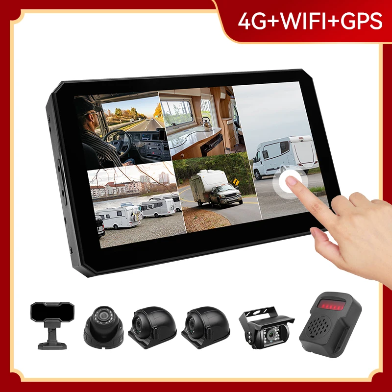 Big Storage 2TB SSD HDD 5Channel Truck Camera Monitor System BSD Alarm 10.1inch Touch Screen DVR Vehicle Video Recorder Monitor