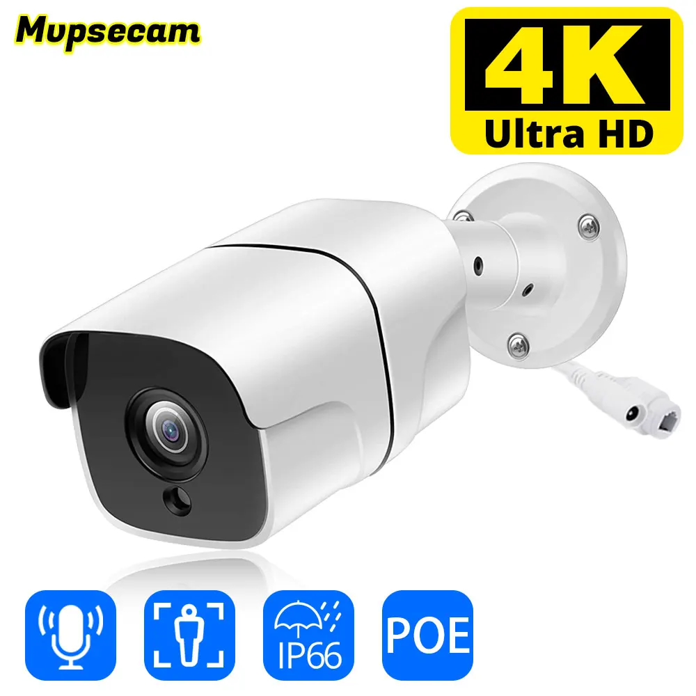 8MP IP Camera POE Security CCTV Cam H.265 Outdoor Audio 4K Video Surveillance Camera Night Vision Motion Detection Remote Access