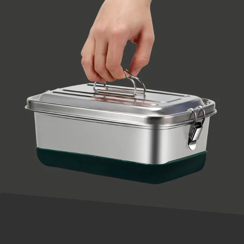 High Quality Double Layer All Stainless Steel 304 Lunch Box Leak-Proof Bento Box Dinnerware Set Adult Student Food Container