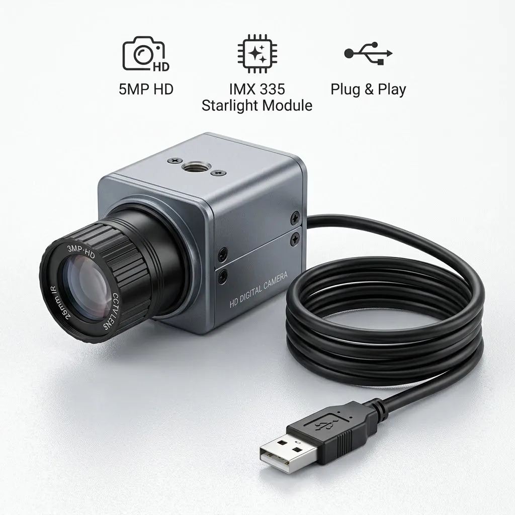 5MP IMX335 1080P USB Camera Webcam 2.8/4/6/8/12/16/25mm Lens UVC 30fps Plug and Play for Face Recognition PC Linux