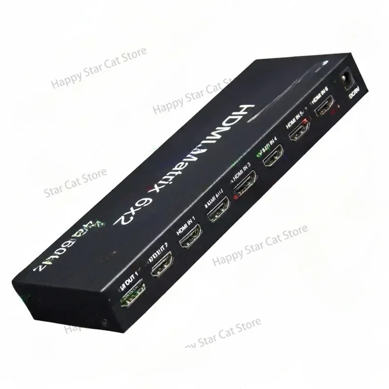 

Audio Extractor PC To TV Dual Display 4K 60hz 6x2 HDMI Matrix 6 IN 2 OUT HDMI Splitter Switch Audio Video Converter 1080p EDID