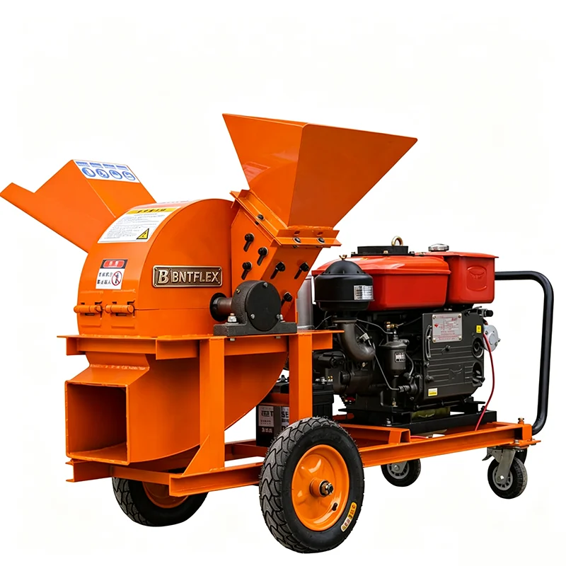 18hp diesel Large Wood Shredder, Branch Crusher, Multi-function Diesel Chipper for Producing Mushroom Cultivation Sawdust