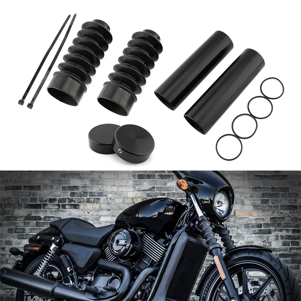 Motorcycle Front Fork Cover Gaitors Boot Upper Fork Cap Kit For Harley-Davidson XL 1200X 1200C 2011-2017