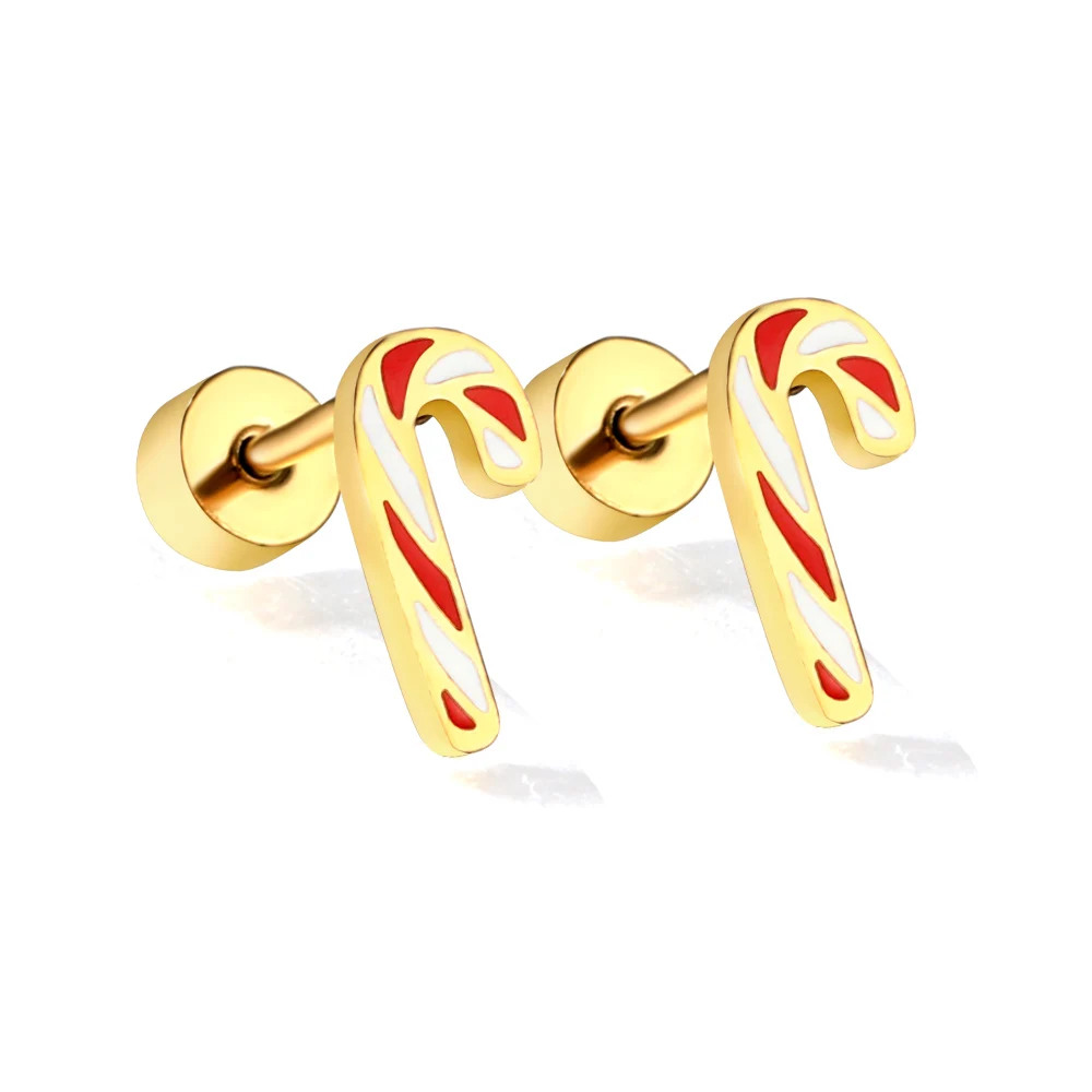 LUXUSTEEL 316L Surgical Steel Earrings Golden Plated Christmas Tree Snowman And Cute Cartoon Duck Stud Earrings Women Girl