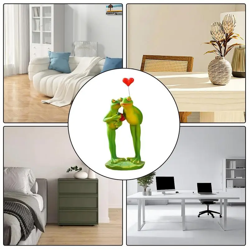 Estatuilla de pareja de ranas, adorno de estatua de escritorio, figuritas decorativas de animales abstractos, estatuas de mesa para mesa de casa, estatua pequeña