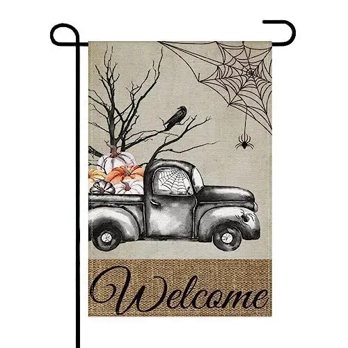 Halloween Garden Flag 12x18 Double Sided Small Halloween Flags Porch Truck