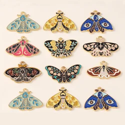 Leslie 10pcs Beautiful Enamel Insect Flower Moon Star Moth Butterfly Charms for Earrings Necklace Jewelry Making Accessories