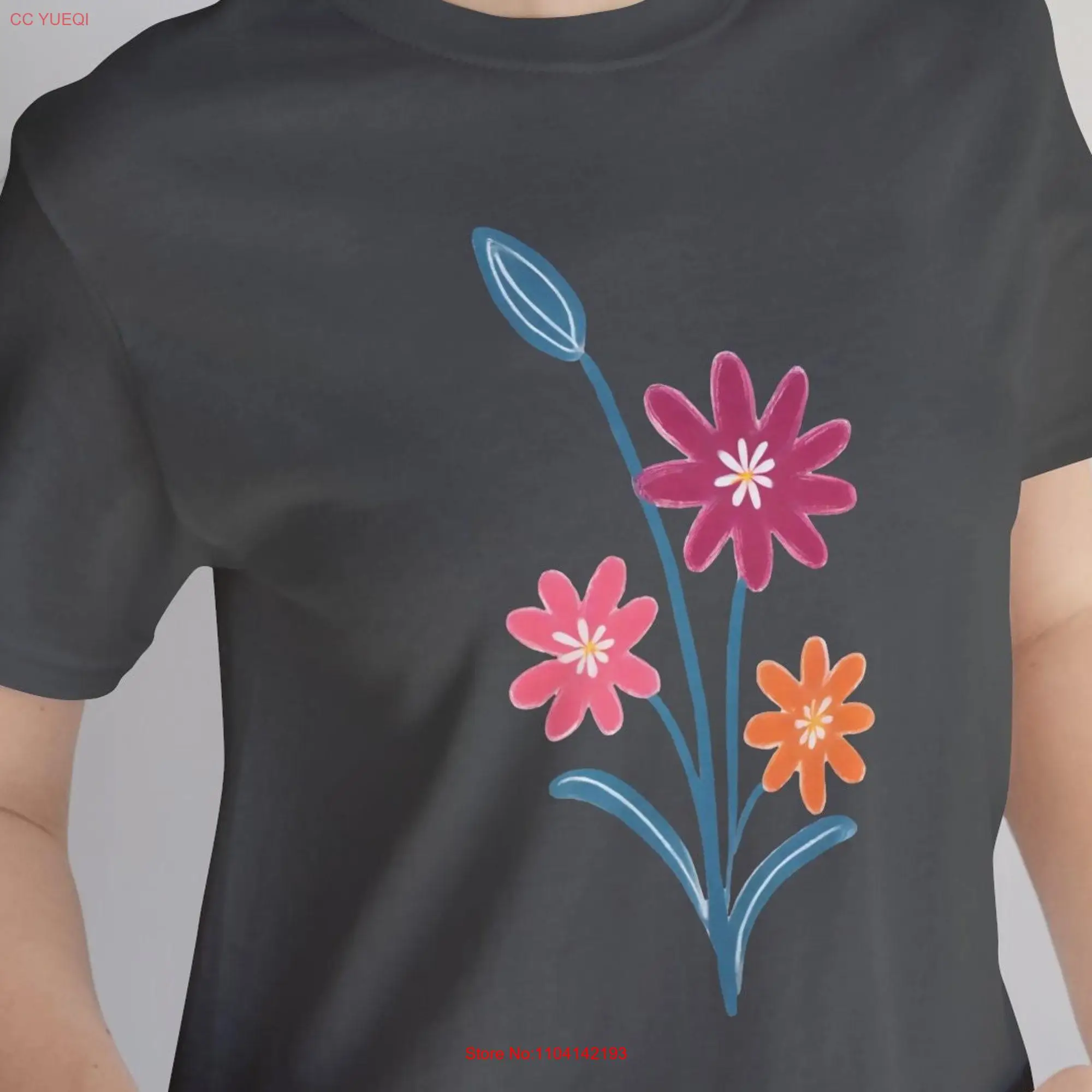 Charming Floral Design Bella Canvas T shirt Elevate Your Style with Comfort and Quality long or short sleeves