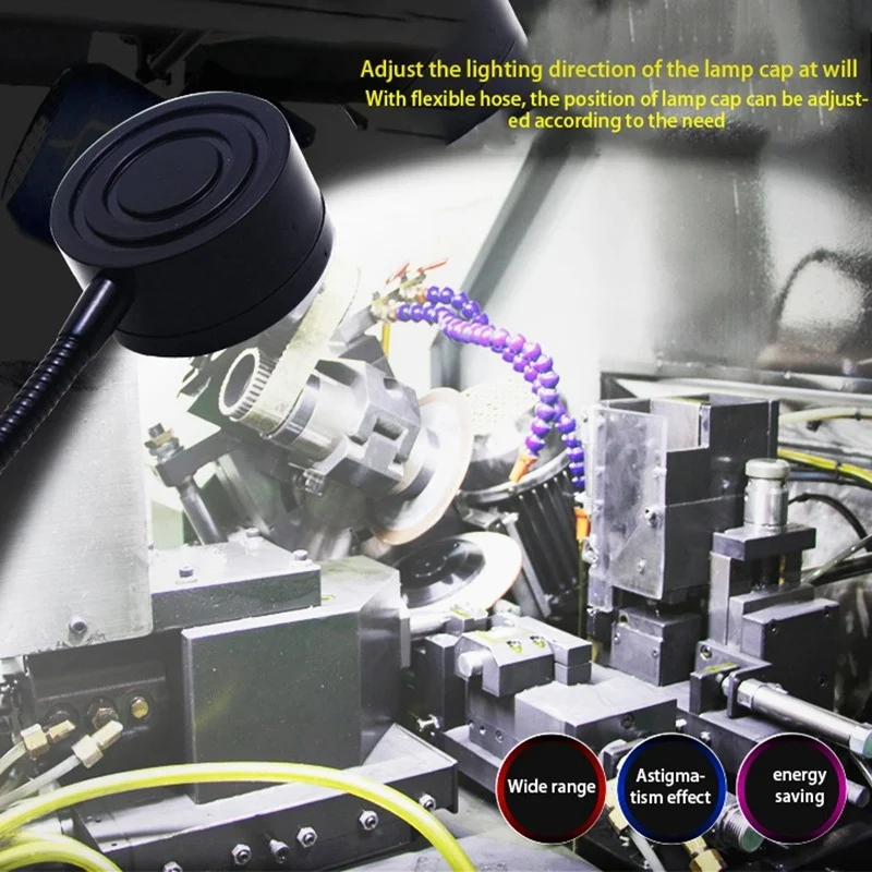 ABLK Luz de trabajo LED Lámpara de cuello de cisne flexible con base magnética 220V 5W para torno fresado taladro prensa iluminación industrial, enchufe de la UE