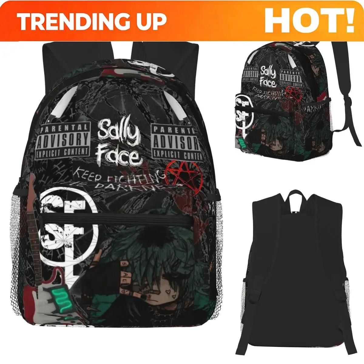 Custom Bag Sally Face Game Anime SF Horror Sal Fisher Student Backpack School Bag Hiking Travel Daypack For Boys Girls Bookbag S