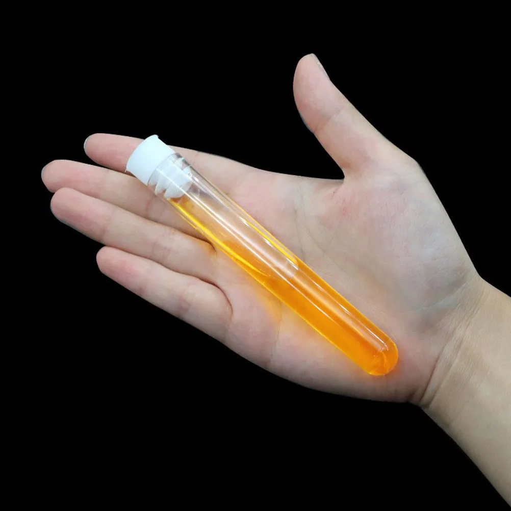 50pcs Test Tubes Plastic Storage Containers Stoppers for Teaching Labs Safe Liquid Sample White Equipment