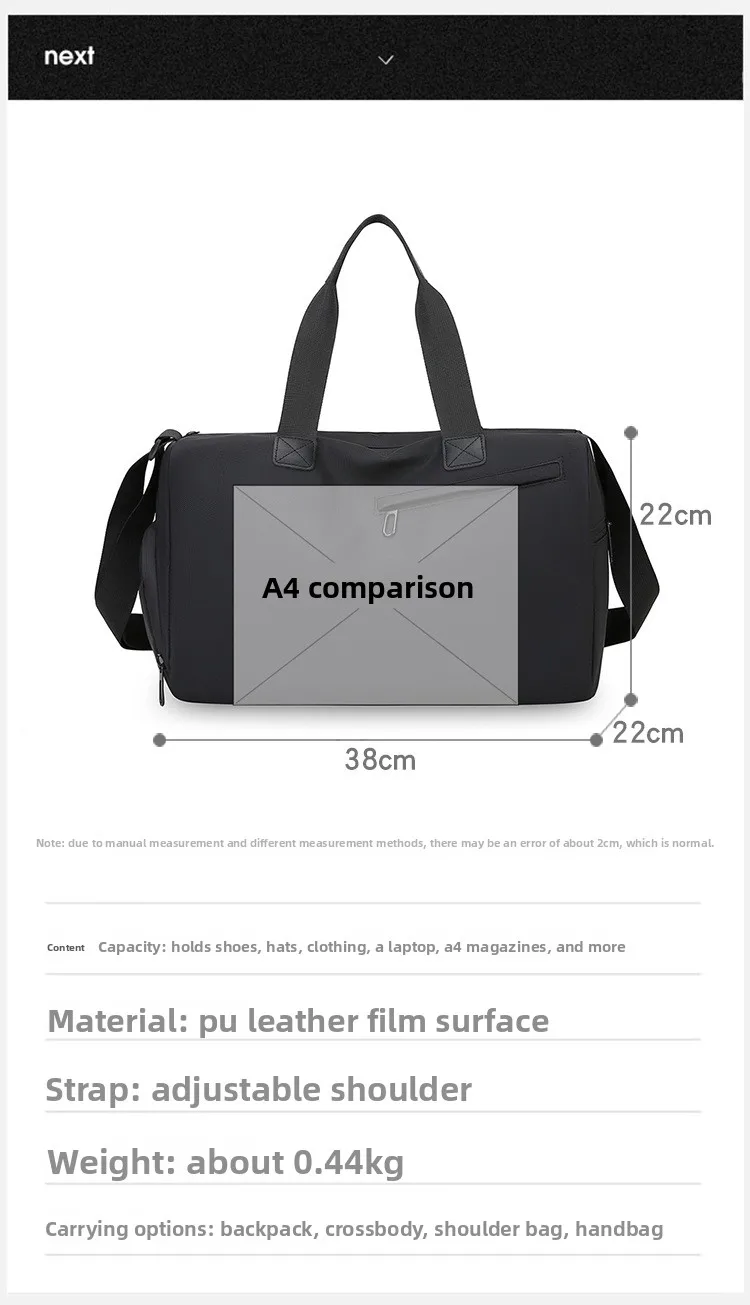 Separação seca e molhada esportes fitness mochila de viagem unissex viagem prepúcio filme saco de viagem