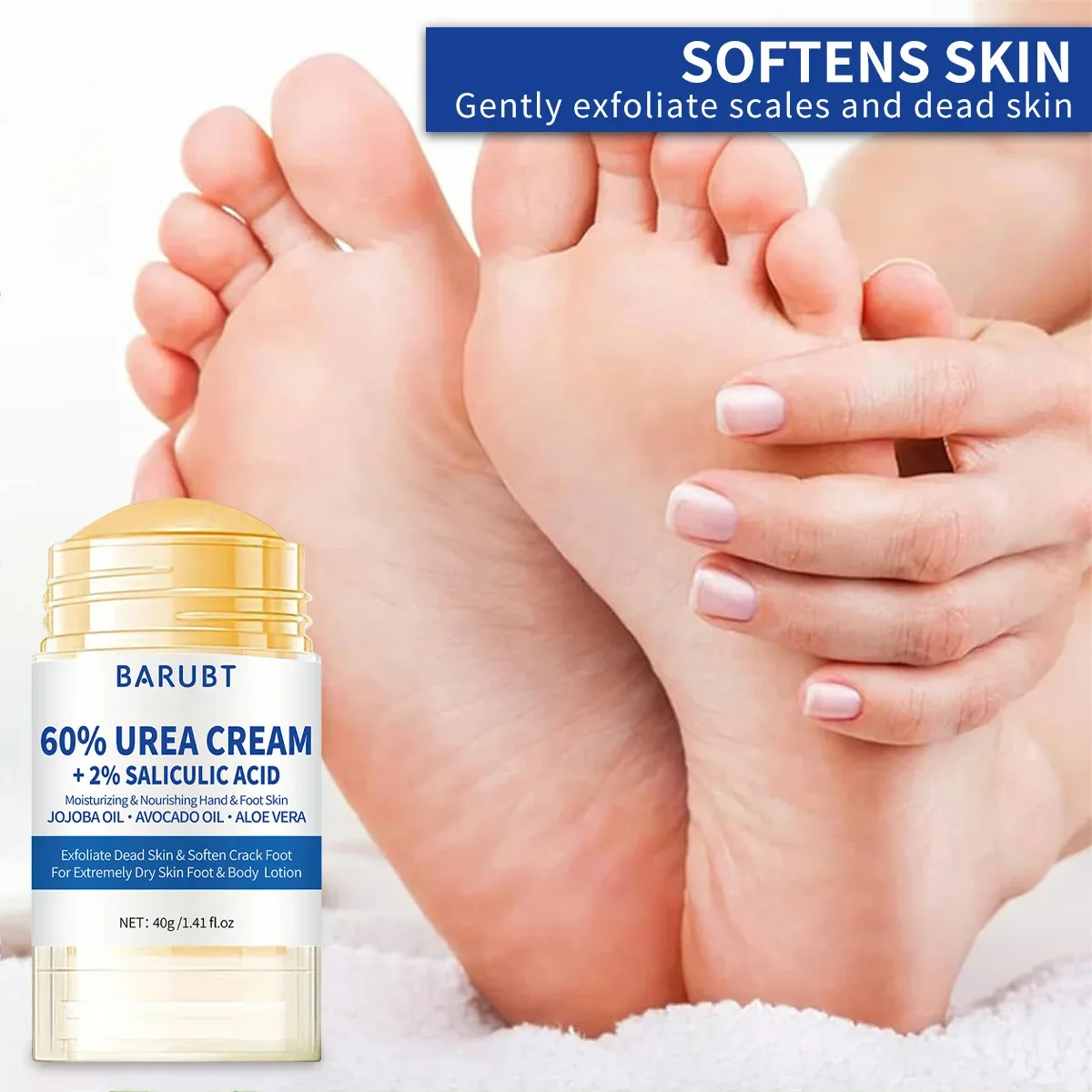 Peach Foot Cream Moisturizer for Cracked Feet Hydrates and Nourishe Dry Skin Contains Niacinamide, Hyaluronic Acid for Foot Care