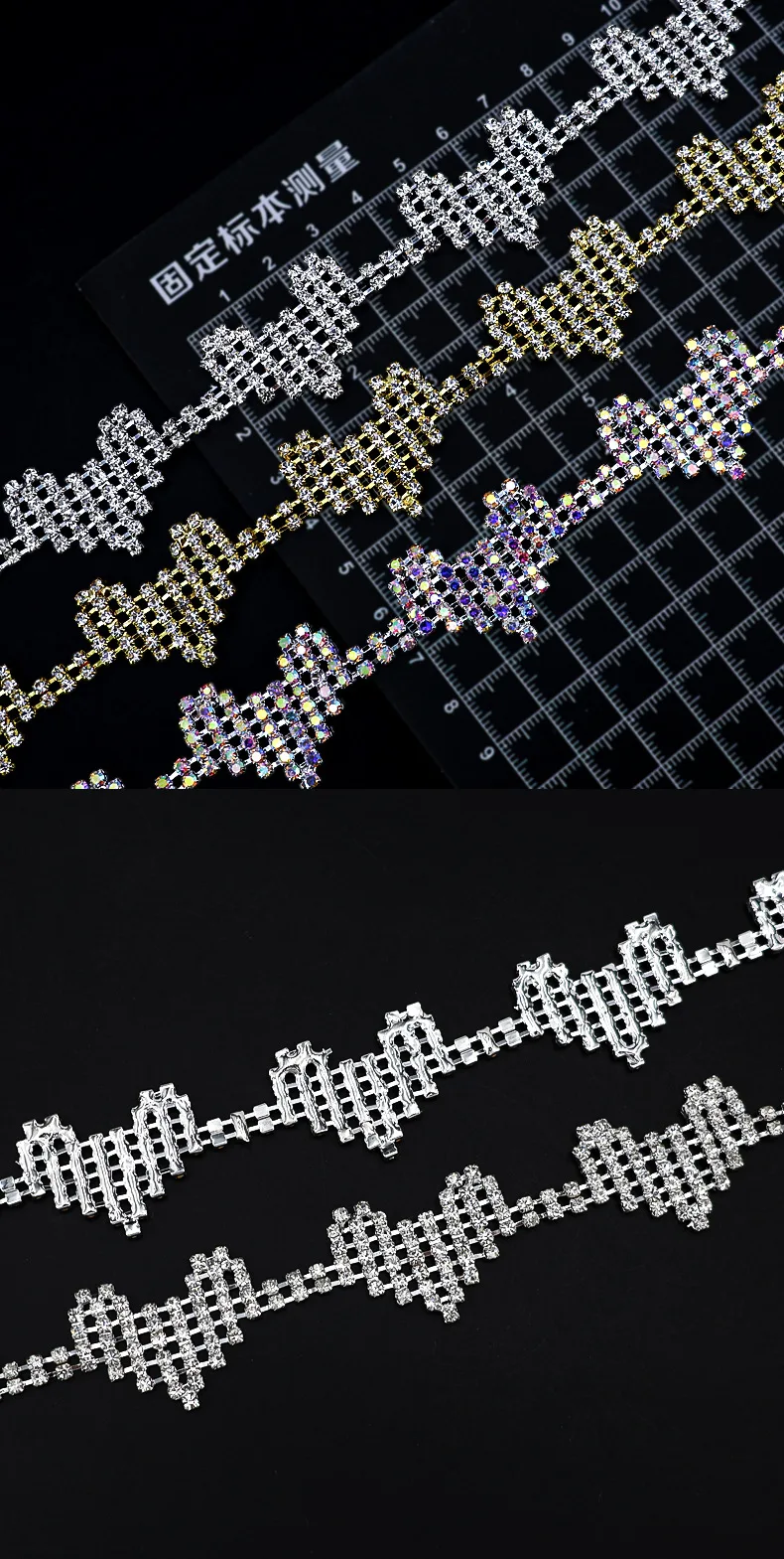 10 Yards Strass-Kettenbesatz Kristall-Diamant-Accessoires DIY-Handwerk Hochzeits-Party-Geschenk-Dekoration Herzförmiges Strass-Band – Detail 3