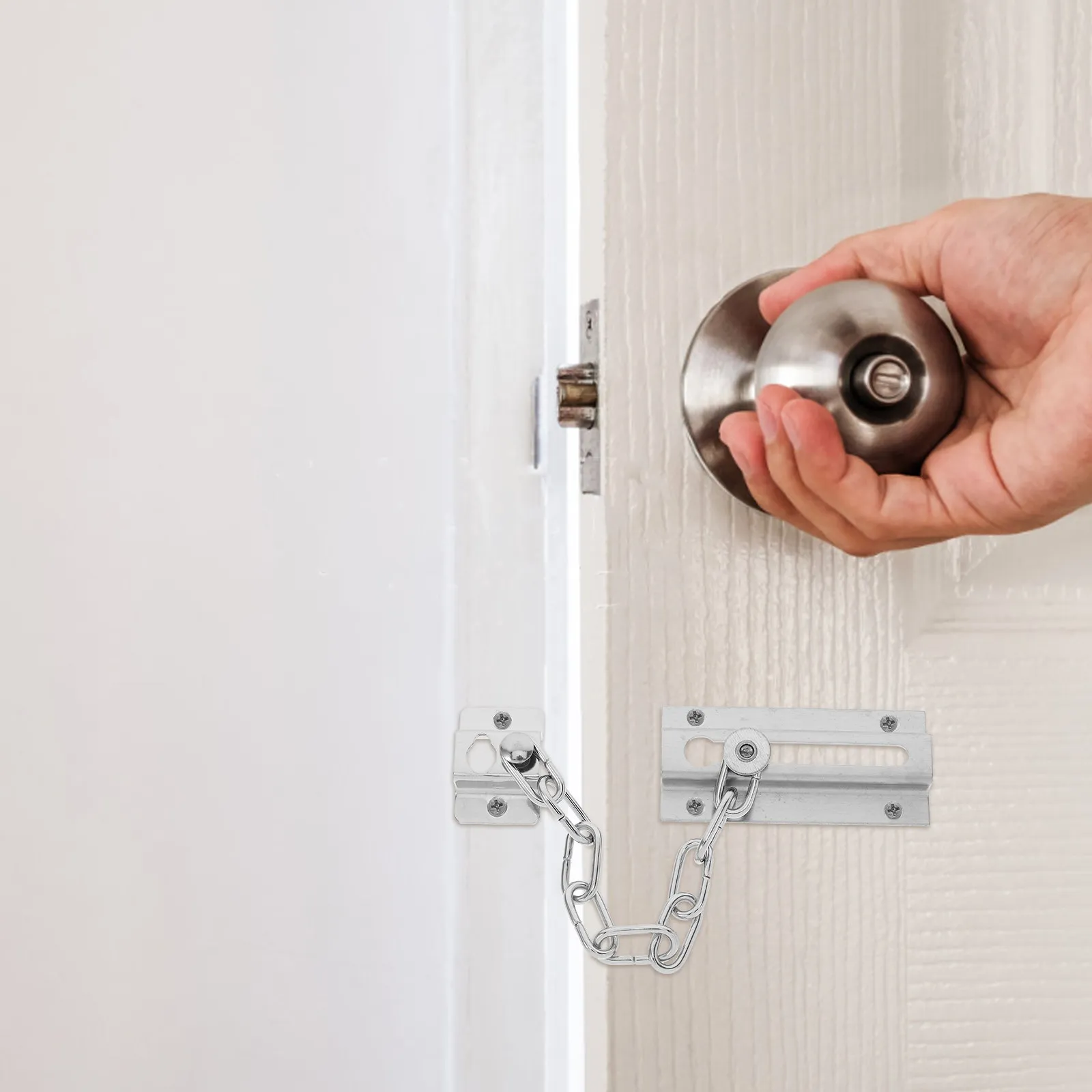 

Замок-цепочка из нержавеющей стали для дверей, металлическая дверная защелка, цепной замок безопасности для внутренних входных дверей квартир, для детской безопасности дома