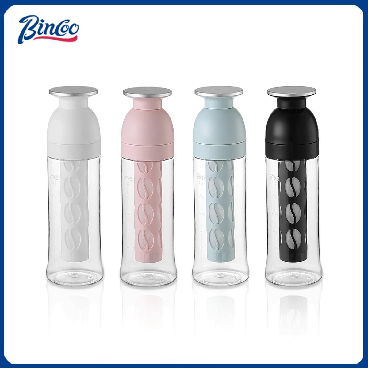 Bincoo Travel Cold Brew Maker 600ml, Clear Leakproof Bottle, Tritan Construction, Office/Outdoor Iced Coffee Tool,Cold Brew Cups