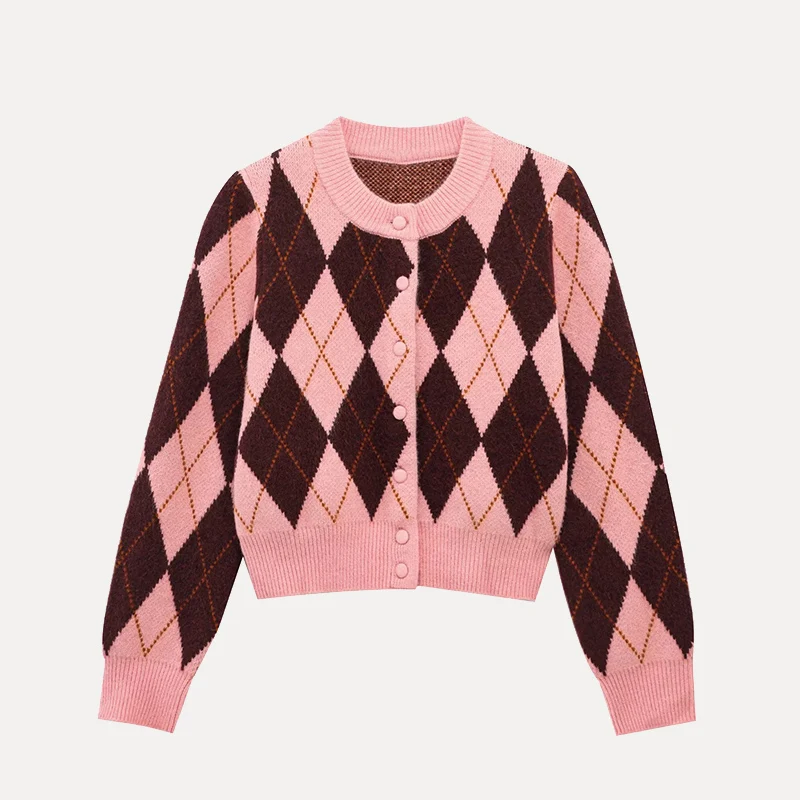 

Spring New Faion Women's Diamond Pattern Embroidery Jaet Long Sve Polyester Fiber Z Brand Sli Versatile Coat