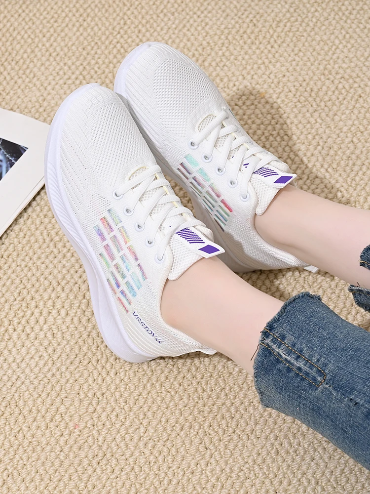 Atmungsaktive Sportschuhe aus Mesh für Damen, leichte und bequeme Sportschuhe mit weicher Sohle, Damen-Schnürschuhe für Freizeitaktivitäten und zum Laufen. – Detail 11