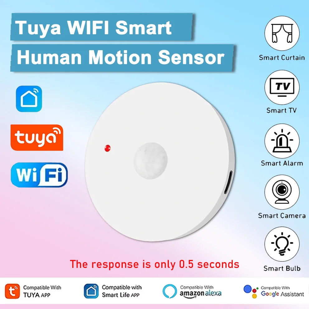 

Tuya WiFi PIR Motion Sensor Human Movement Detector Smart Life APP Smart Home Scenario Linkage Alexa Google Assistant Automation