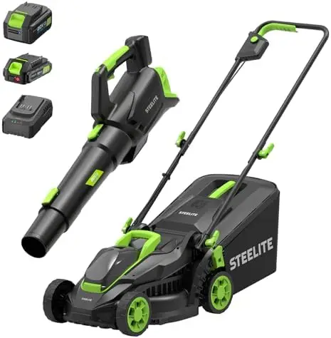 Cordless Lawn Mower & Leaf Blower Combo for Small Yards | 13-Inch Cordless Lawn Mower, 20V Battery System