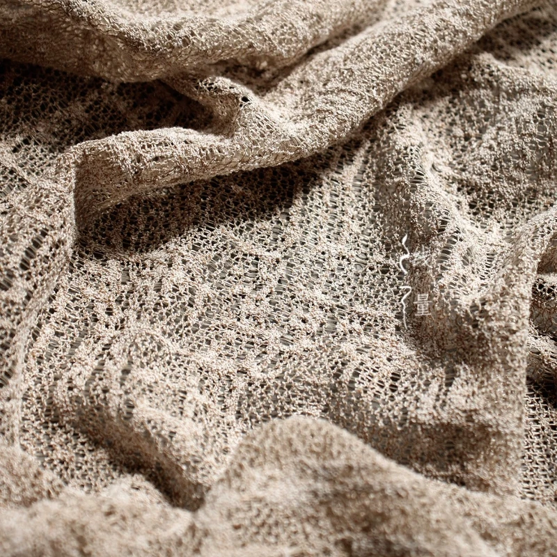 Beige Hollow Lace Woven Knitte - огляд і ціна Crystal Mesh Fabric