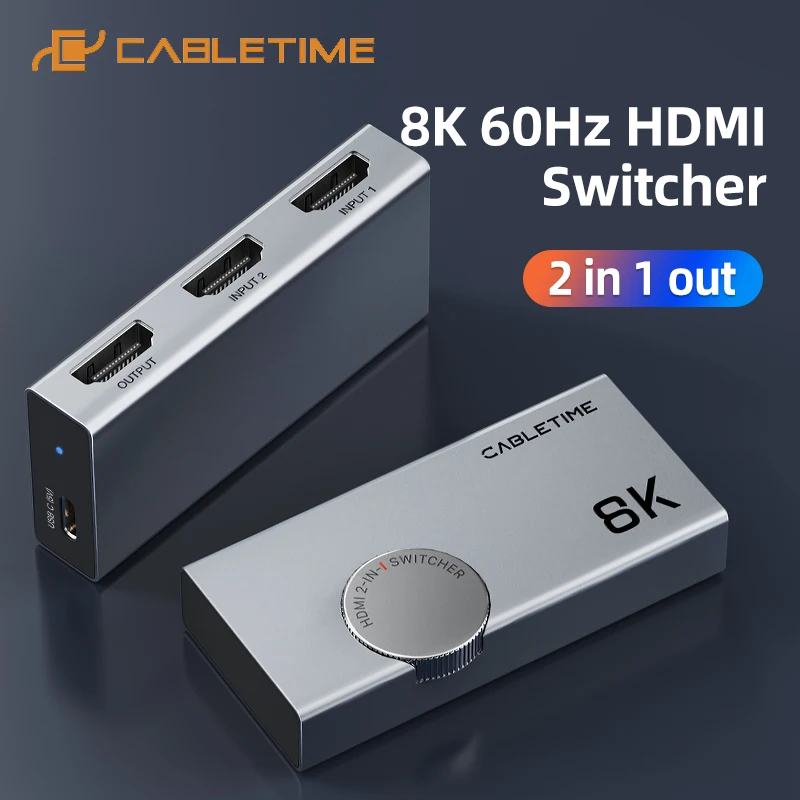 

Кабель 2 в 1 HDMI Switcher 8K 60Hz 4K 120Hz 3D Vision алюминиевая ручка дизайн для ноутбука Настольный Macbook Lenovo C457