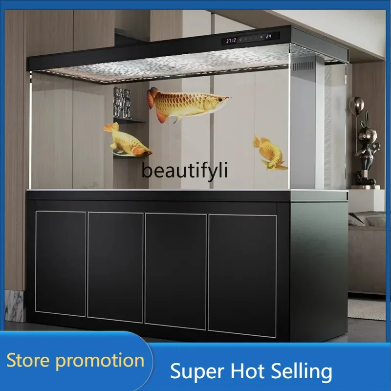 Y2344 خزان أسماك زجاجي أبيض للغاية لغرفة المعيشة شاشة مرشح سفلية كبيرة قسم المدخل حوض السمك البيئي #1