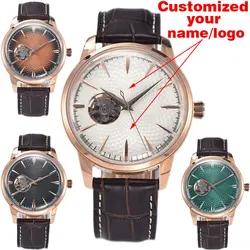 Men's Watch NH38 Movement Custom Logo color printing New Cocktail Mechanical Watch SapphireGlass LeatherBracelet WaterproofWatch