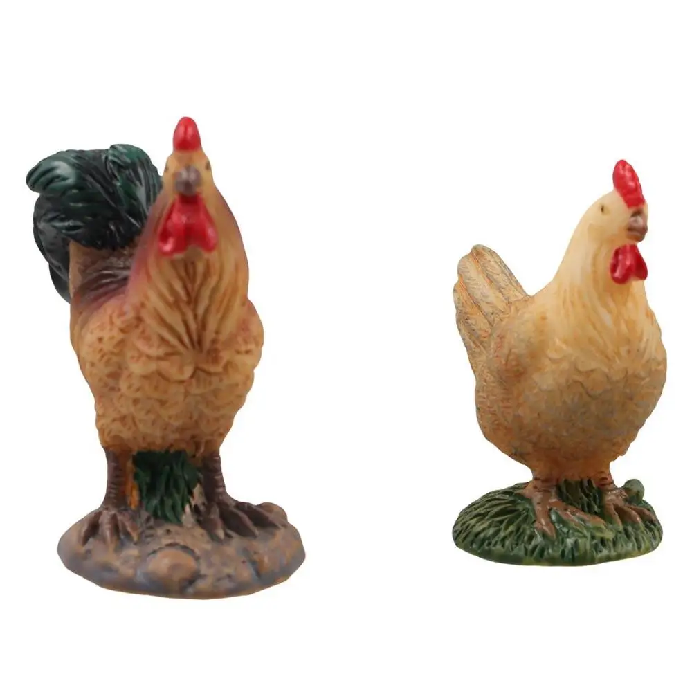 Lifelike Resin Hen Simulation Kid's Toy DIY Micro Landscape Bonsai Decor Chicken Figurine Cock Statue