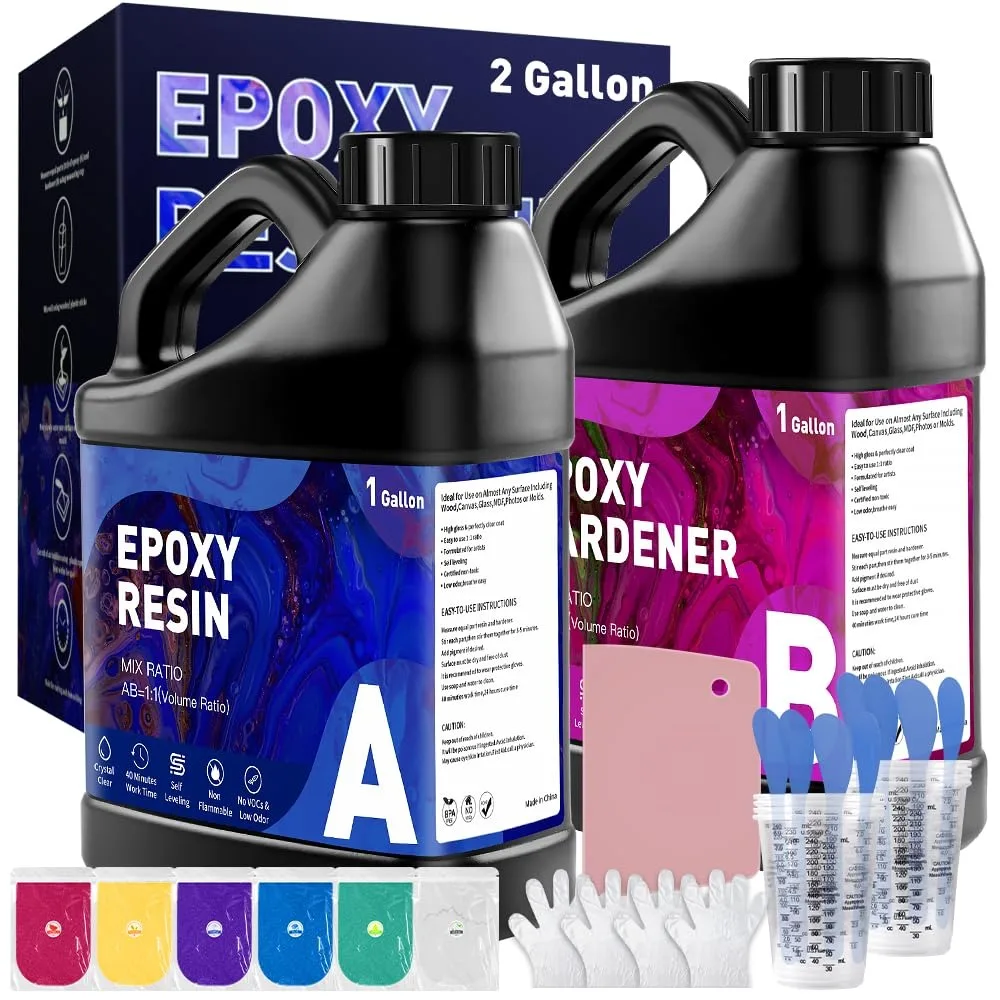 2 Gallon Clear Epoxy Resin Kit, Not Yellowing, Bubble Free, Self-Leveling Coating & Casting Resin for Art Crafts