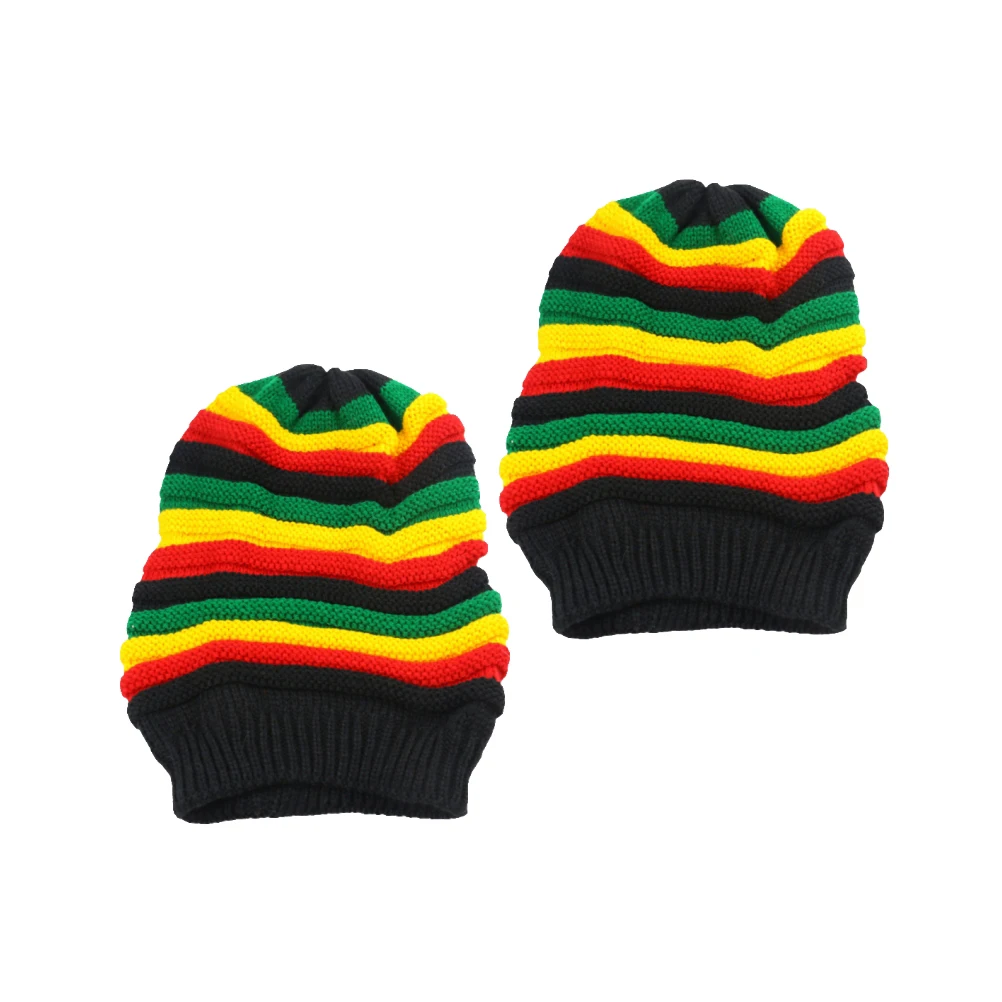 

Loose Rainbow Striped Knit Hat Fashion Winter Woman Creative Man Headwear (Rainbow 56-60cm Adjustable)