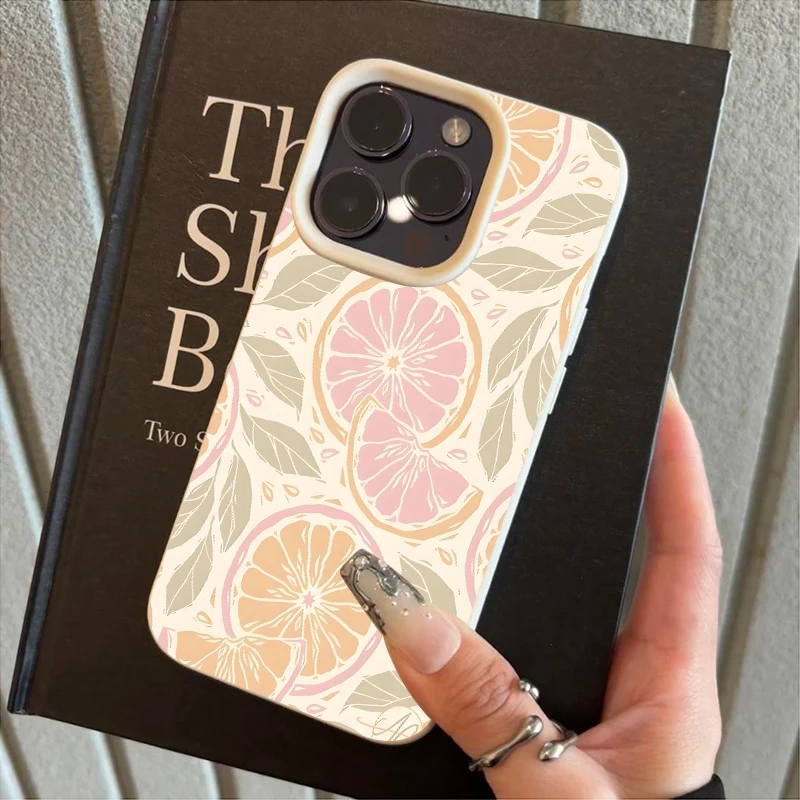 حافظة هاتف بسيطة من مادة البولي يوريثان الناعمة على شكل زهرة الليمون لهاتف آيفون 16 برو ماكس 15 بلس 14 13 12 11 17 Air XS XR X غطاء نسيج Lichee