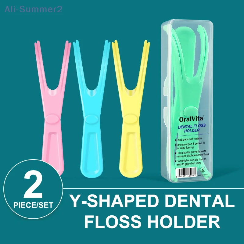 1/2Pcs Reusable Pick Holder Y Shape Plastic Dental Floss Rack Teeth Clean Care Tool Without Dental Floss Oral Hygiene Toothpick