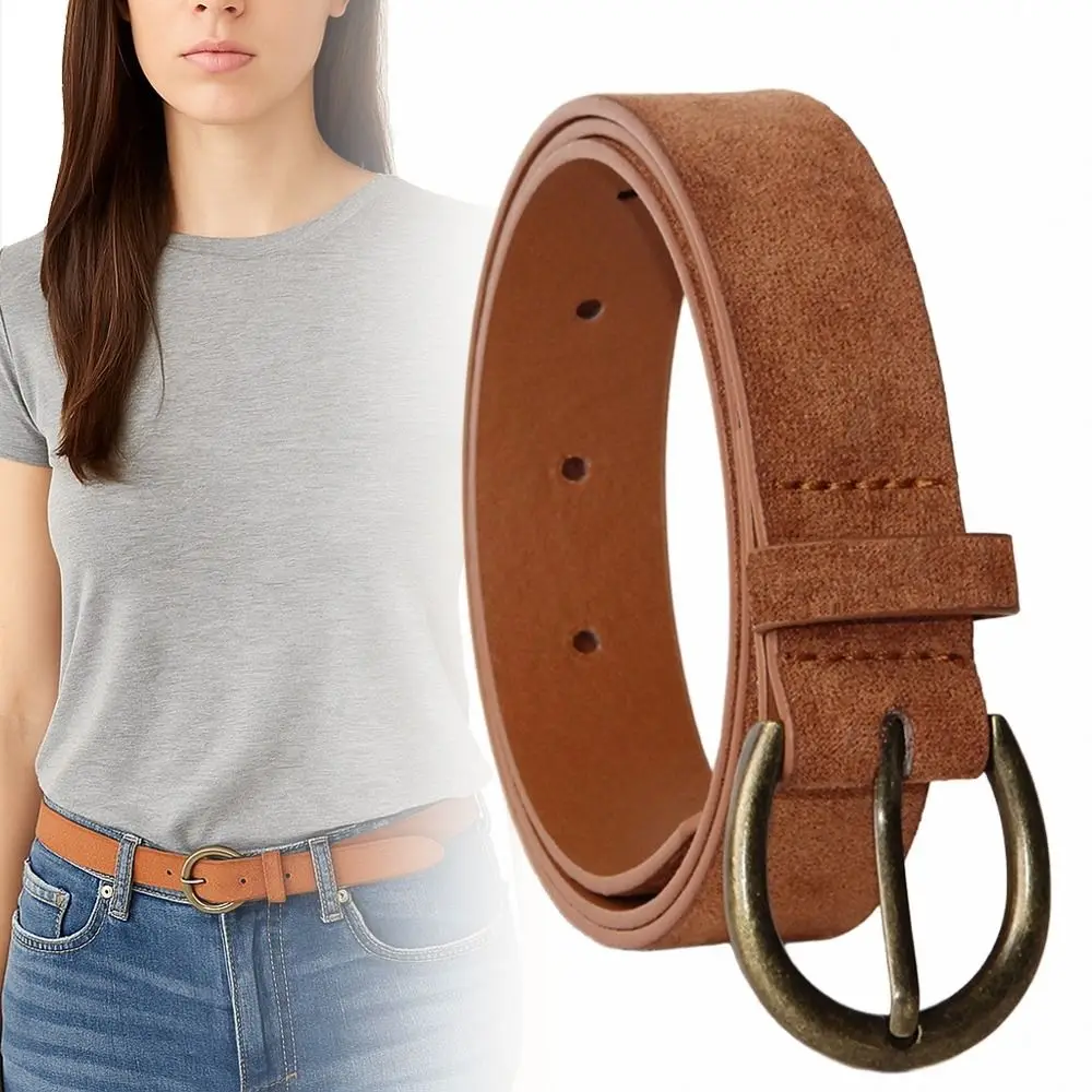Модный замшевый кожаный ремень с пряжкой, повседневный деловой пояс в стиле ретро, роскошный дизайнерский пояс для женщин