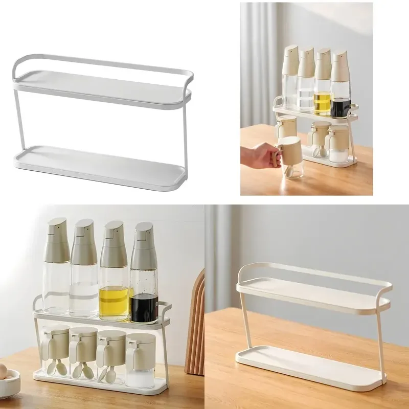 Style Condiment Storage Rack for Oil Pot Seasoning Jar Kitchen Countertop Organizer Combination Set