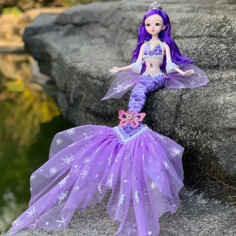 1Pcs Cute Wedding Mermaid Doll 45cm Doll 13 Joint Movable 3D Eye Clothes Detachable Dress-up Toy Girl Kid Birthday Gift