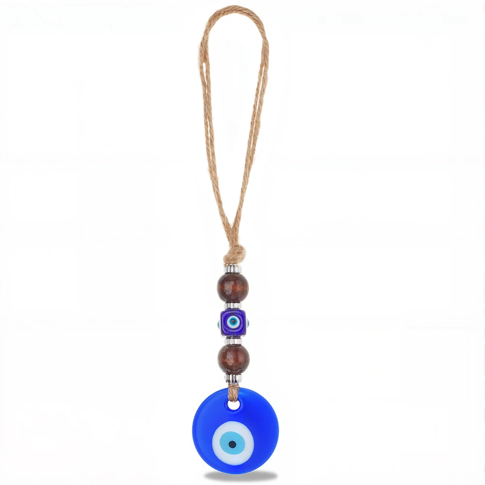 Blue Car Hanging Ornament Beaded Charms Glass Rear View Mirror Hanging Pendant Decoration Car Accessories Gifts for Men Women