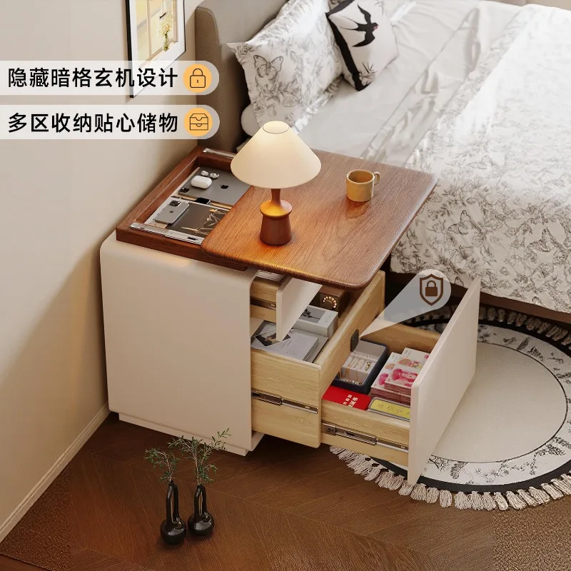 Strictly selected hidden compartment lock bedside table household bedroom multi-functional