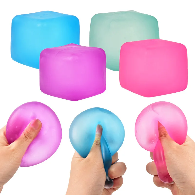 Frosted Ice Cube Shaped Fidget Toy Square Stress Relief Ball Squishy Squeeze Toys for Anxiety ADHD Stress Relief Gift for Adults - view 3