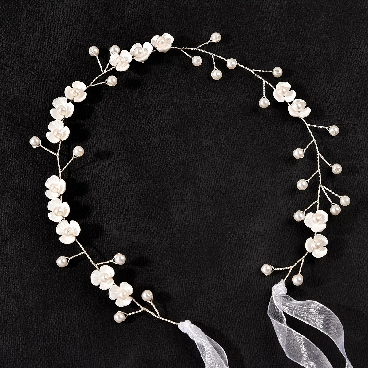 Diadema de perlas y hojas hecha a mano, diadema de flores, tiara, accesorios para el cabello de novia, joyería para el cabello, diadema de perlas.