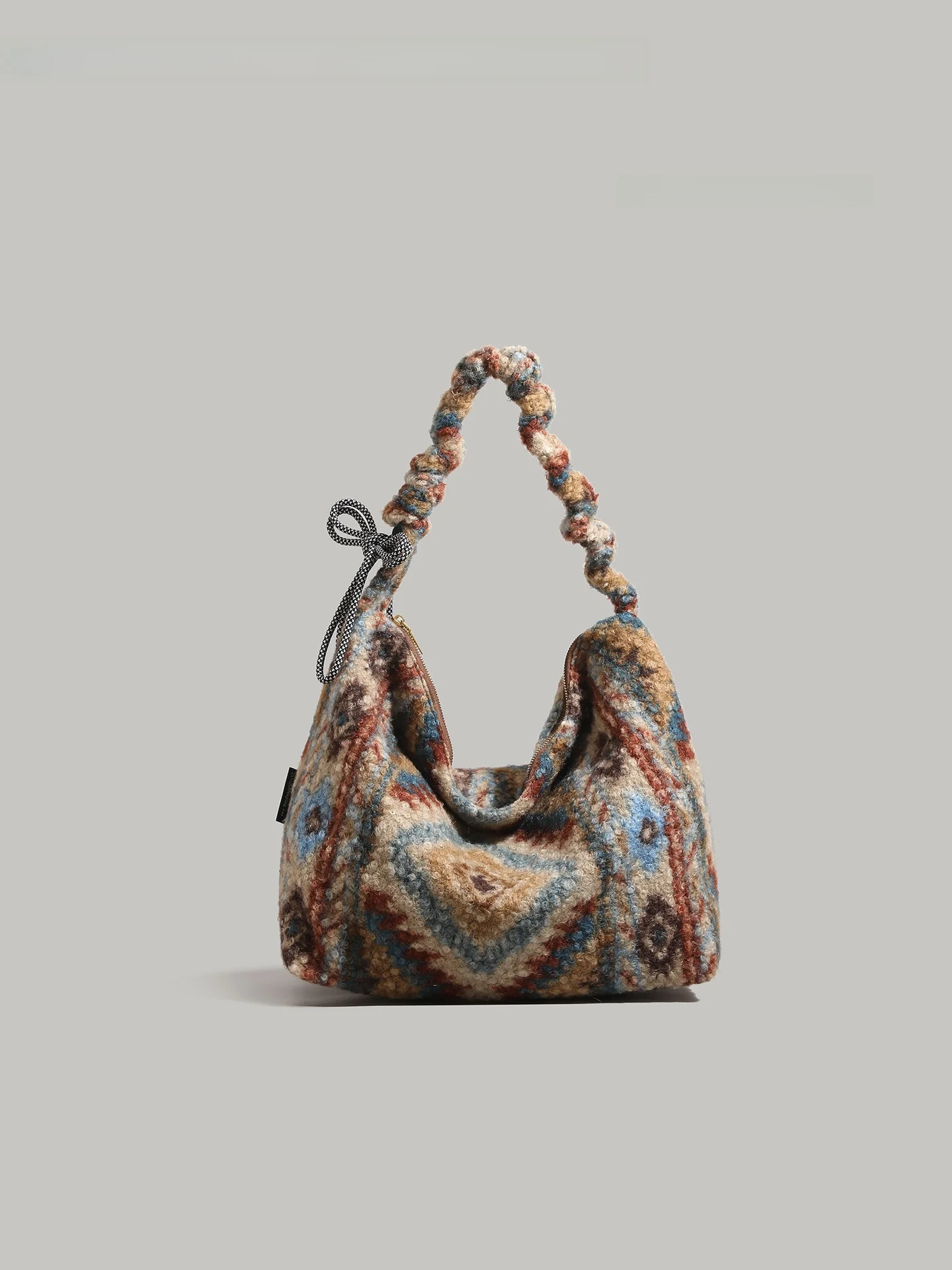 

Женская сумка UR Retro Fair Isle из шерсти, новая коллекция 2025 года, зимняя, на молнии, с регулируемым шнурком, сумка-тоут, кроссбоди