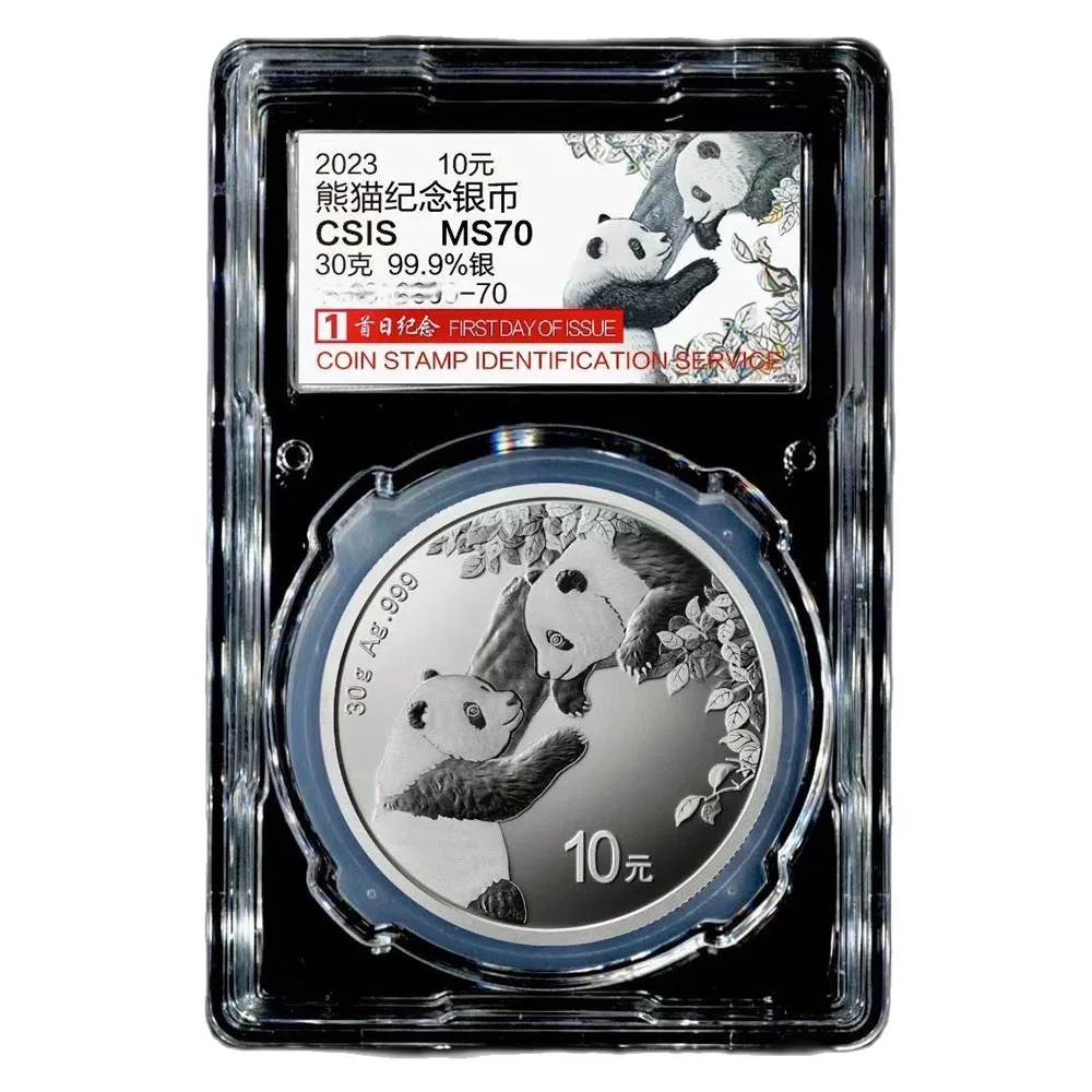 China 2023 Panda Silver Coin Real Original 30g Ag.999 Commemorative Collection Coins First Day of Issue Graded Coin Edition MS70