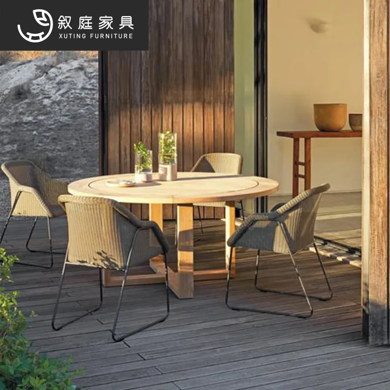 Outdoor tables and chairs Balcony Courtyard Outdoor terrace Garden Simple rattan rattan chair Modern leisure bar chair Creative