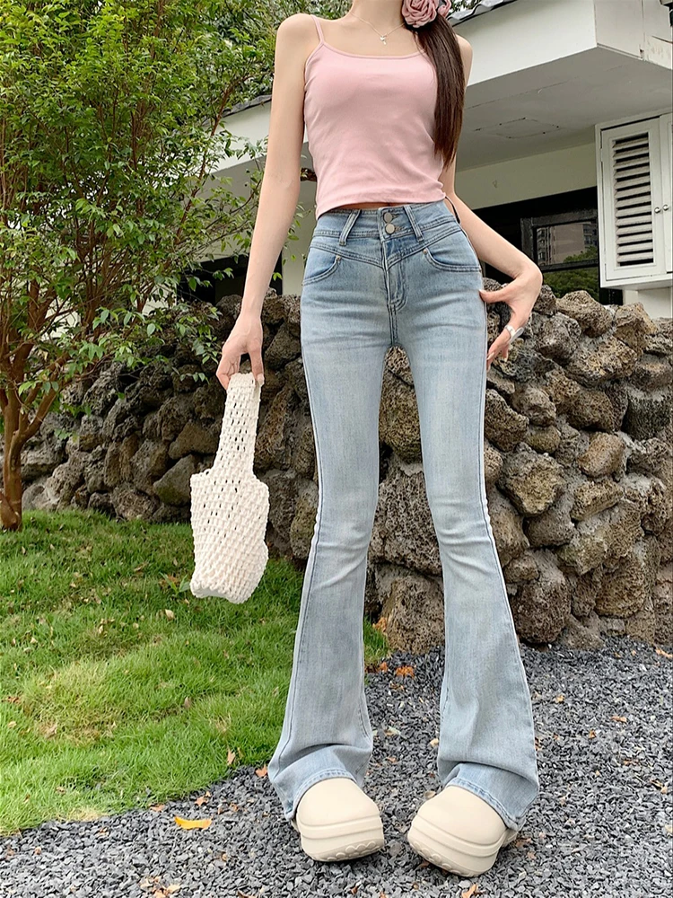 Women Blue Baggy Bow Jeans Streetwear Vintage 90s Y2k Streetwear High Waist Straight Denim Trouser Korean Loose Flare Pants