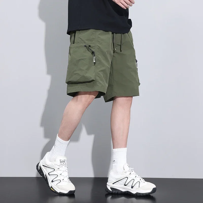 2024 New Summer Thin Cargo Men Loose Shorts Pocket Baggy Shorts Male Trendy Streetwear Hip Hop Korean Popular Y2k Clothes