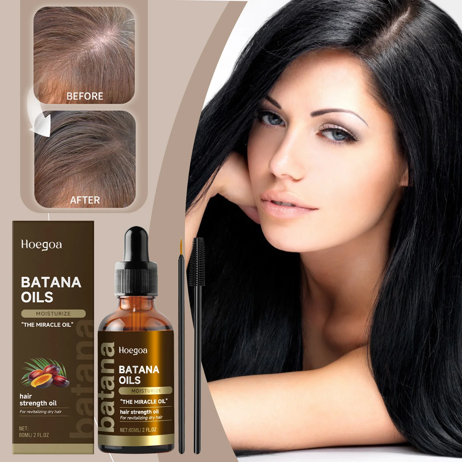 

Hair Booster Batana Oil Hair Grow-th Serum Damaged Scalp Nourish Soften Smoothing Hair Booster Anti-Loss VitaminE Hair Care Oil