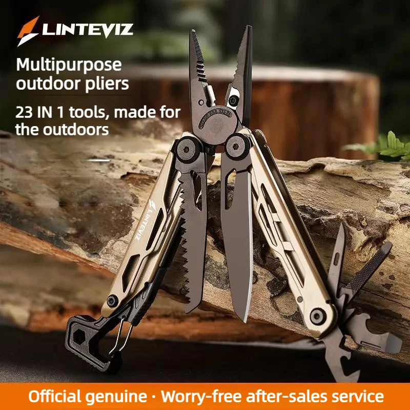 LINTEVIZ 23 IN 1 Multi-function Pliers Replaceable Parts Multi Mini Hand Tool Set Multi-tools Pocket Folding Knives EDC Survival