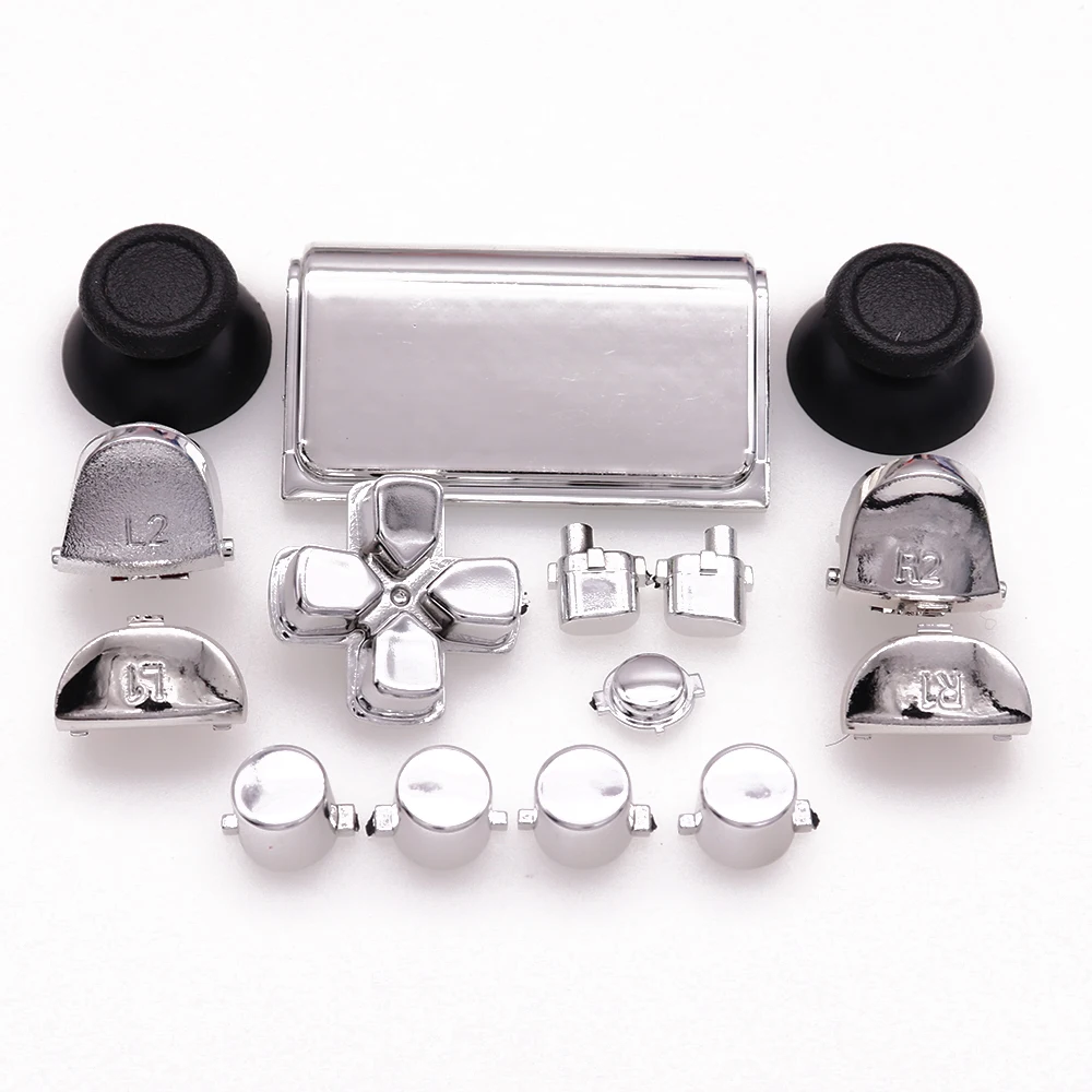 Chrome Plating Dpad R1 L1 R2 L2 Direction Key ABXY Button For  PS4 Pro Slim Controller JDM-040 JDS 040 4.0 V2